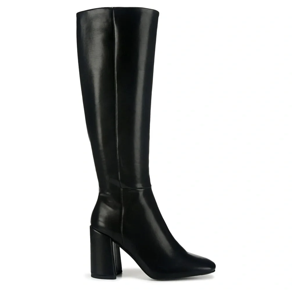 Madden Girl Black Heeled Knee High Boots (Size 6) - Picture 7 of 8